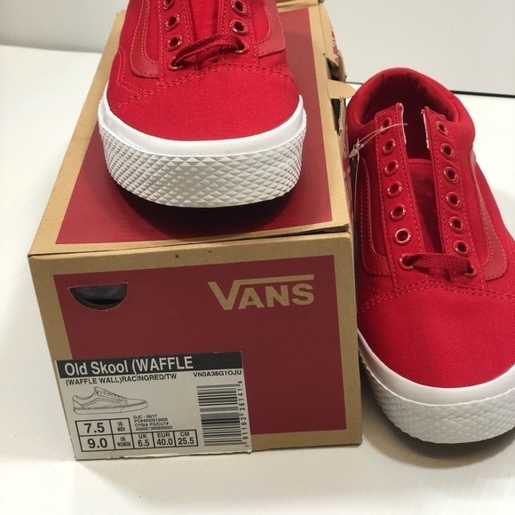 VANS Old Skool waffle Wall Racing Red/true Shoes 9 - Picture 13 of 14